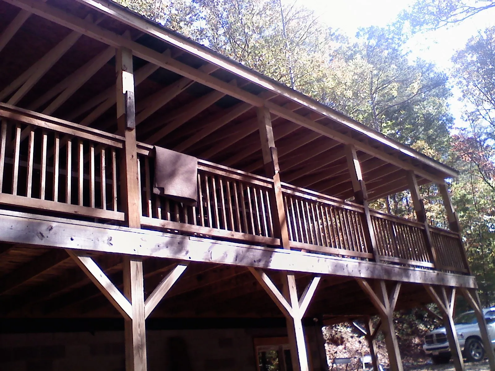 Timber framing under a new elevated porch and deck — Roof Leak Repair in Bethel Park by Roofing Brothers
