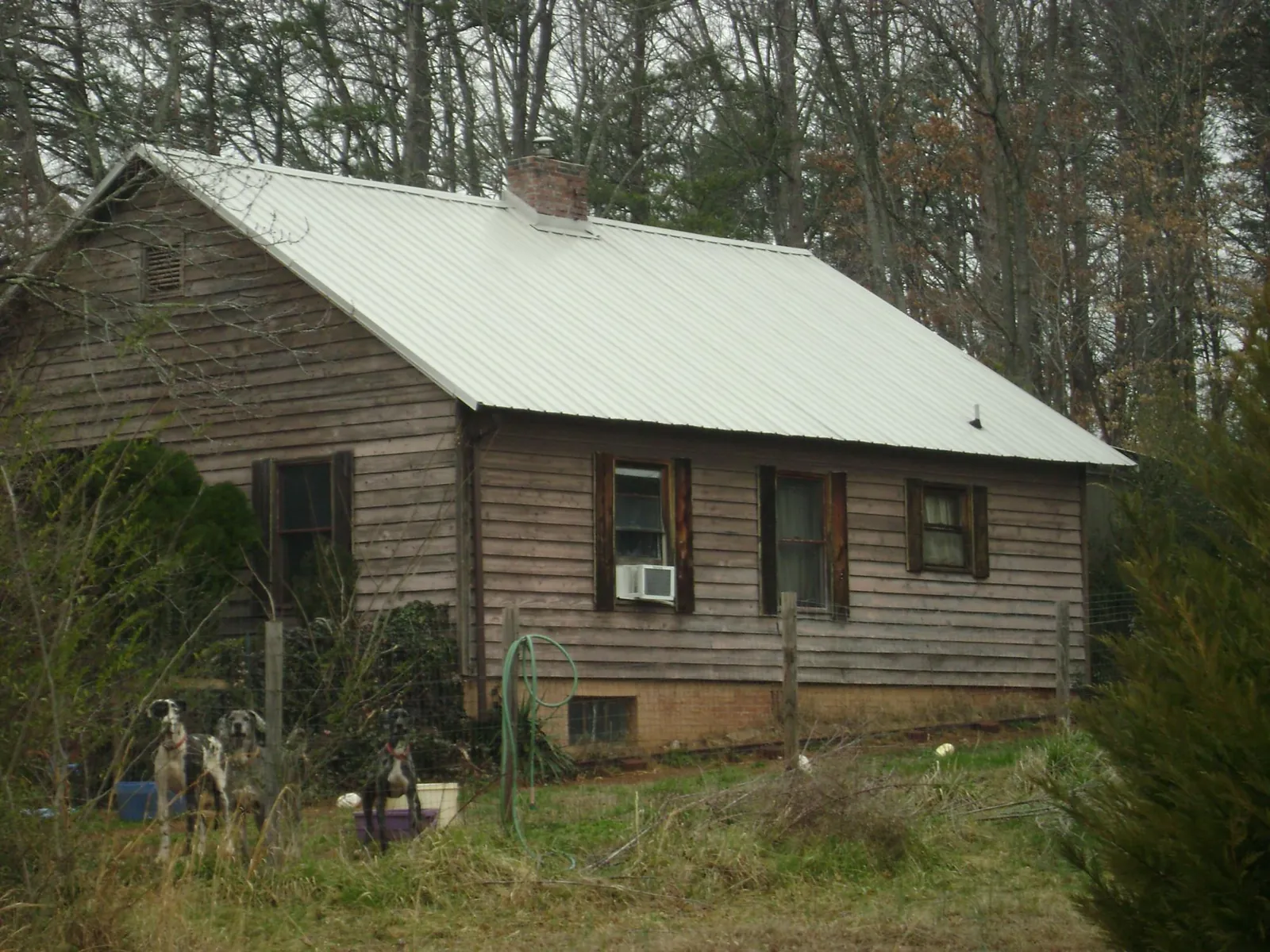 White metal roof on an old wood sided farmhouse, from a Asphalt Shingle Roof Repair job in Bethel Park